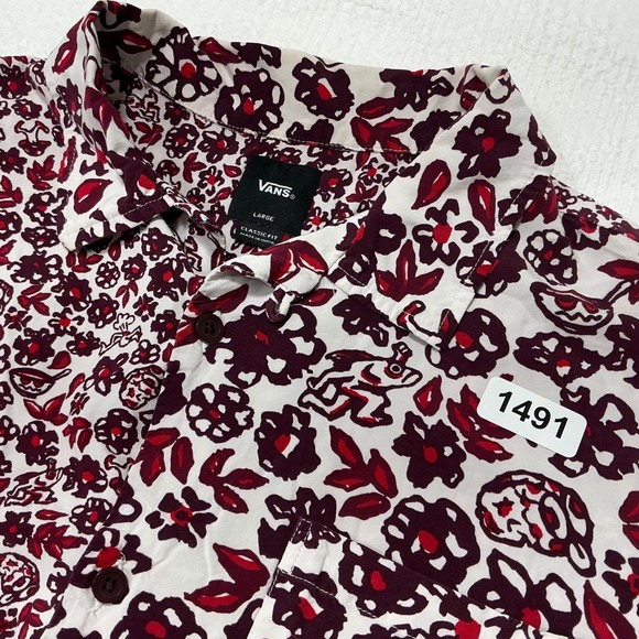 Vans Mens Short Sleeve Button Up Shirt Classic‎ Fit All Over Floral Print Large - Picture 7 of 8